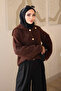 Brown Buttoned Angora Soft Knit Cardigan - 4