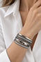 Silver Color Multi-Row Braided Bracelet with Shiny Stone Detail and Magnet (18cm) - 2