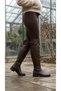 Women's Leather Look Side Buttoned Rider Model Long Boots - 7