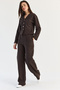Women's Bitter Coffee Camisole Thessaloniki Buttoned Cardigan Palazzo Trousers Set 0483 60286543