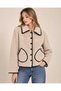 New Season Premium Quality Fur-Look Leather Detailed Contrast Piping Seasonal Women's Jacket