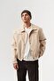 Athlete Suede Men's Jacket with Embroidered Back Detail and Snap Closure - 4