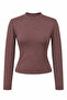 2243 Women's Half Turtleneck Long Sleeve Slim Fit Blouse Burgundy