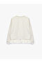 Slim Fit Crew Neck Long Sleeve Buttoned Ruffle Sweatshirt Cardigan - 2