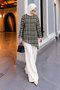 Plaid Asymmetrical Cut Tunic Tsd260298 Milky Brown - 3