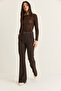 Women's Bitter Coffee High Waist Thick Belted Spanish Trotting Fabric Pants 20344 60286549 - 4