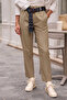 Mink Pocketed Belted Elastic Waist Straight Leg Casual Lycra Woven Trousers 100 60 - 3