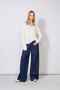 V-Neck Basic Thin Knitted Blouse Ecru - 2