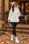 Women's Oversized Hooded Waist-Cinched Lined Seasonal Trench Coat with Pocket Detail
