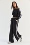 Women's Black Boat Neck Stripe Detailed Blouse Palazzo Trousers Modal Suit 36053 60286541 - 5