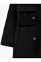 Belted, Buttoned, Epaulettes, Pocketed, Stand Collar Cashmere Coat - 3