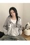 Star Lace Club Design Oversize Zippered Unisex Hooded Cardigan