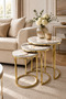 Anza 3-Piece Signature Nesting Coffee Table Set, Wood Finish - Beige Gold
