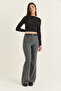 Women's Anthracite High Waist Spanish Leg Fabric Trousers 8062 60286548 - 2