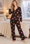 Women's Winter Long Sleeve Shirt Collar Buttoned Pajama Set - 2
