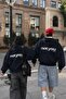 Unisex Oversize Hoodie Not You Again Printed Navy Blue – Hooded, Kangaroo Pocket, 3 Threaded Drawstrings - 3