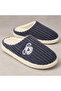 Plush House Slippers with Dog Embroidery, Ribbed Texture, Closed Toe - 4
