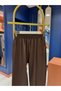 Front slit crepe pants - coffee - 2