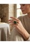 Bronze Women's Ring Authentic Copper Jewelry Zircon Inlaid Green Oval Stone Large Adjustable Vintage - 2