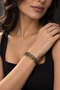 Mosaic Textured Pure Copper Body Open-Ended Handcuff Bracelet for Women and Men - 2