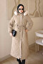 Beige Zippered Hooded Quilted Long Nova Coat - 4