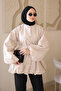 Beige Sleeve Waist Gathered Lace Detailed Jacket - 4