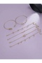 6-Piece Combination Bracelet Set with Zircon Stones and Pink Natural Stone Detail – Gold Color Non-Tarnish Steel Bohemian Jewelry - 6