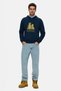 Thayer Navy Blue Hooded Cotton Printed Loose Fit Men's Sweatshirt - 2