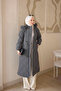 Smoked Zippered Hooded Quilted Long Nova Coat - 2