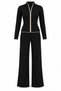 Piping and Zippered Modal Fabric Black Cardigan Trouser Set - 2