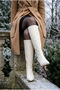 Women's Knee-Length Goblet Heeled Pointed Toe Zippered Long Boots - Mirella - White - 5