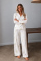 Women's Buttoned Long Sleep and Ecru Pajama Set - 2