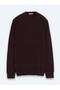 Burgundy Plain Knitted Wool Blend Sweater - 7