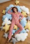 Women's Shirt Collar Buttoned Nightwear Red Pajama Set - 3