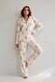 Women's Shirt Collar Buttoned Nightwear White Pajama Set - 6