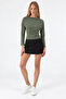 Women's Khaki Fitted Plain Boat Neck Blouse - 2