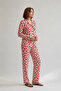 Women's Shirt Collar Buttoned Nightwear Red Pajama Set - 4