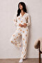 Women's Long Sleeve Buttoned Bottom Top Sleep White Pajama Set - 6