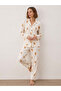 Women's Shirt Collar Long Sleeve White Pajama Set - 5