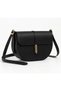 Liyaz Black Women's Half Moon Shoulder Bag with Gold Buckle and Suede Detail - 4
