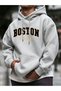 Unisex Gray Boston Est 1997 Printed Hooded Sweatshirt Printed Premium Oversize T-Shirt