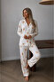 Women's Buttoned Long Sleep and White Pajama Set - 5