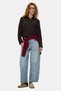 Bernie dark brown polo collar cotton loose fit women's pike sweatshirt with metal logo - 3