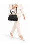 Women's Black Metal Clip Three-Compartment Long Strap Hand and Shoulder Bag - 5