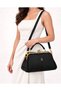 Women's Black Metal Clip Three-Compartment Long Strap Hand and Shoulder Bag - 3