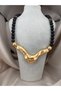 Eye-Catching Natural Stone Gold Necklace – Modern Design Statement Necklace for Women with Large Pendant