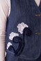 Floral embroidered denim vest - blue - 5