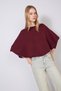 Bat Sleeves Circular Neck Tricot Sweater Burgundy - 2