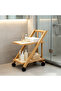 2‑Tier / 3‑Tier Bamboo Rolling Side Table Cart, Folding Mobile End Table with Rattan Texture Panel & Lockable Wheels, Z‑Shaped Sofa Side Table, - 3