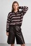 Polo Collar Striped Knitwear Sweater Lnt0045 Brown Pink - 2